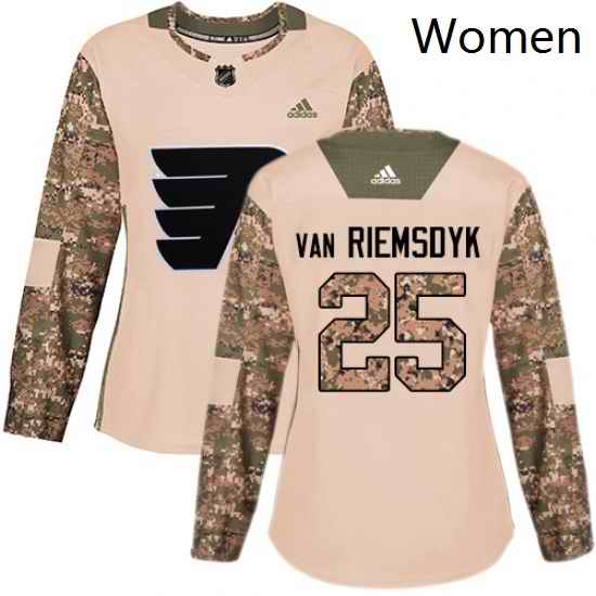 Womens Adidas Philadelphia Flyers 25 James Van Riemsdyk Authentic Camo Veterans Day Practice NHL Jersey